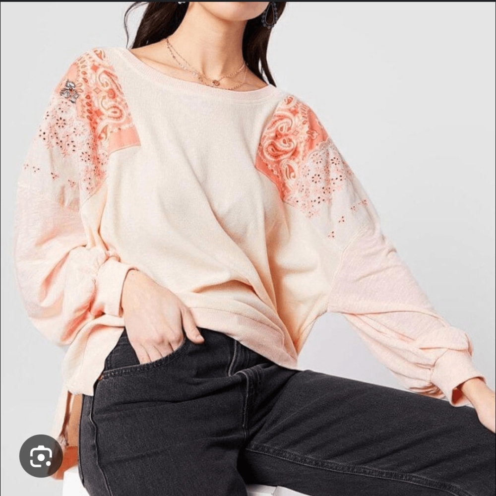 We The Free Multicolored Boxy Embellished Sweatshirt